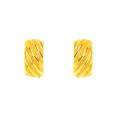 22K Gold Striped Huggie Earrings